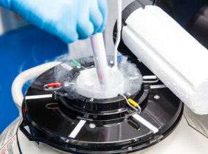 Liquid nitrogen cryogenic tank at life sciences laboratory