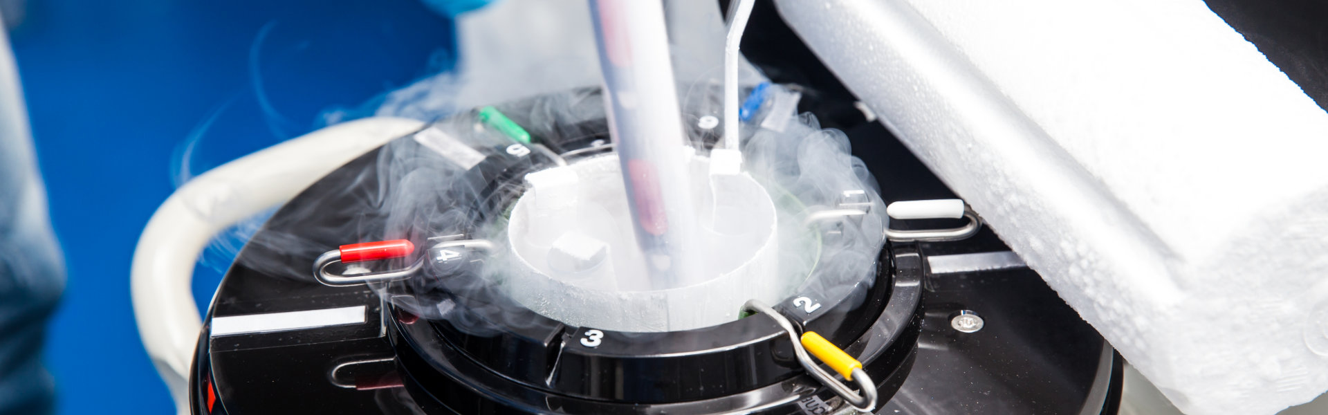 Liquid nitrogen cryogenic tank at life sciences laboratory